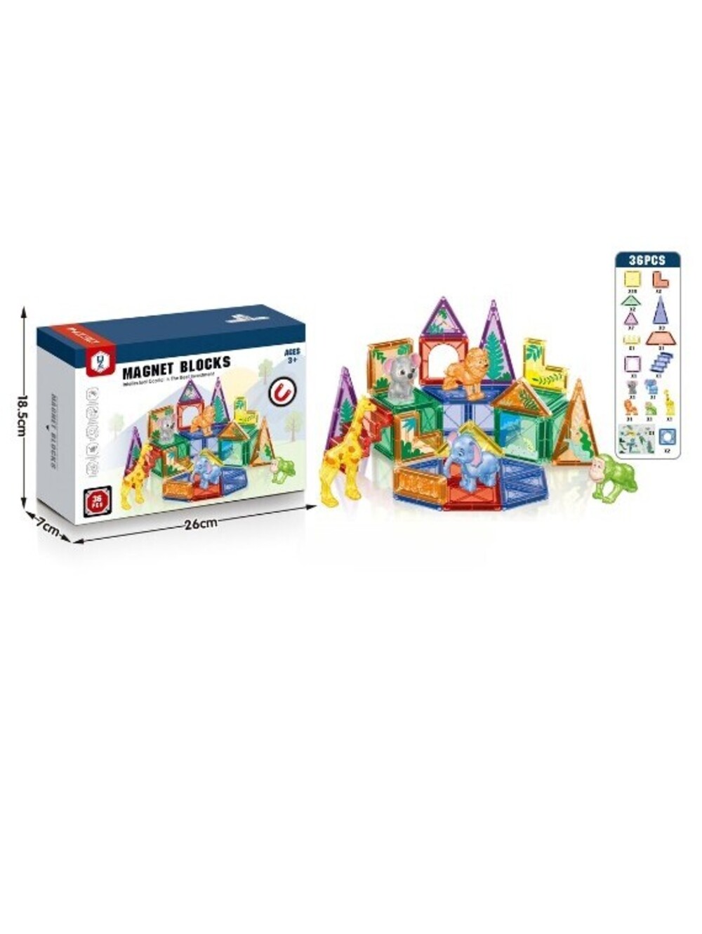 36Pcs Magnetic Tiles Set, Magnet Blocks Building Toys Dezhi